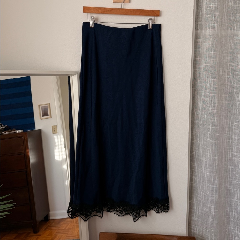 a new day Dark Blue Maxi Skirt with Lace Trim